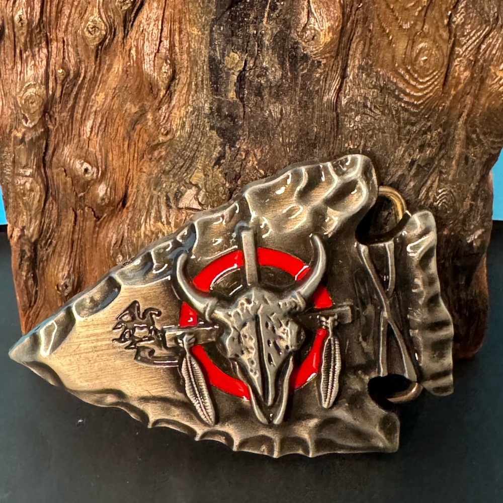NEW Arrowhead Belt Buckle with Bull Skull Design